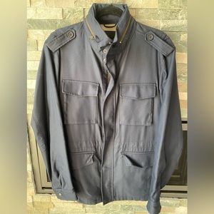 Banana Republic Water Resistant Mens Medium Utility Navy Blue Pockets Zip Jacket